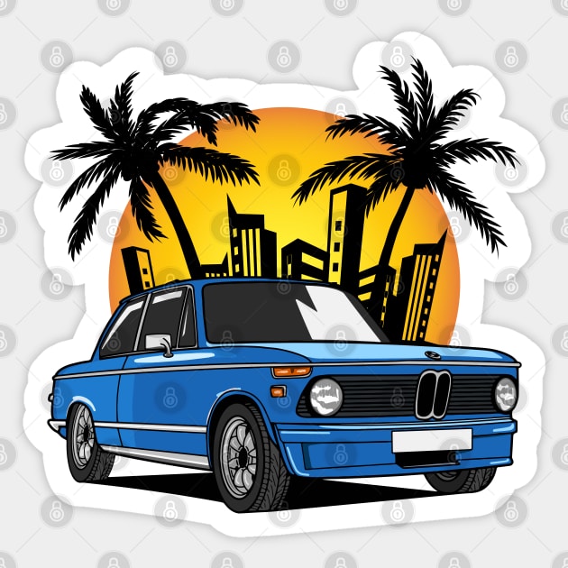 BMW 2002 in City Sunset Sticker by HSDESIGNS